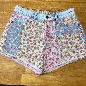 FARM RIO Patchwork Floral Denim Shorts